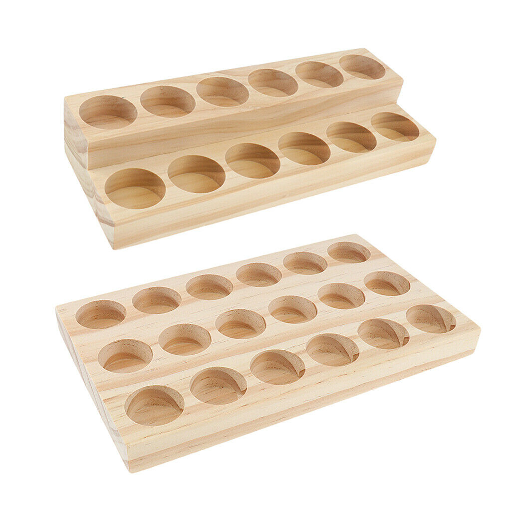 2pcs Rectangle Handmade Wood 15ml Desktop Essential Oil Holder Storage Rack