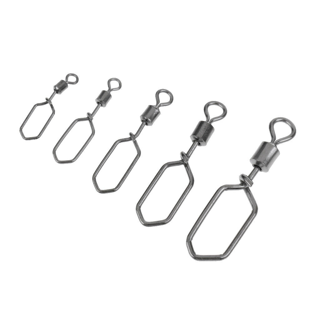 50Pcs Fishing Rolling Swivels with Square Snap Fishing Tackle Connector 10#