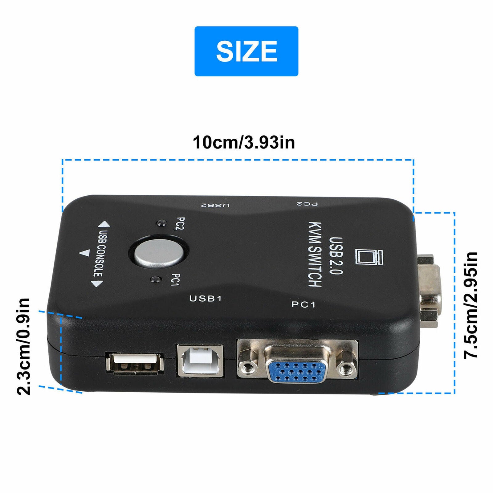 2 Port USB 2.0 KVM VGA Switch w/VGA USB Cable For Mouse Keyboard Monitor PC New