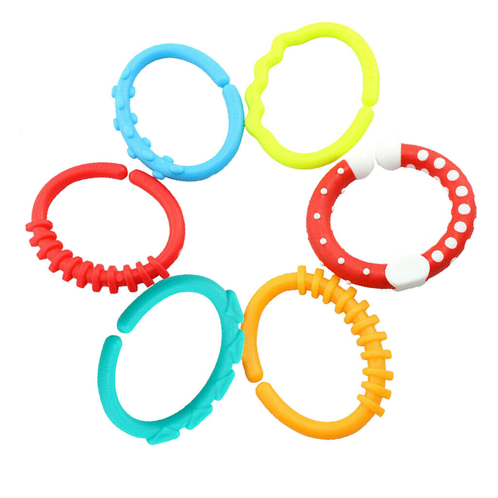 6pcs Baby Teething Rings BPA Free Silicone Teether Bracelet - Sensory Rings