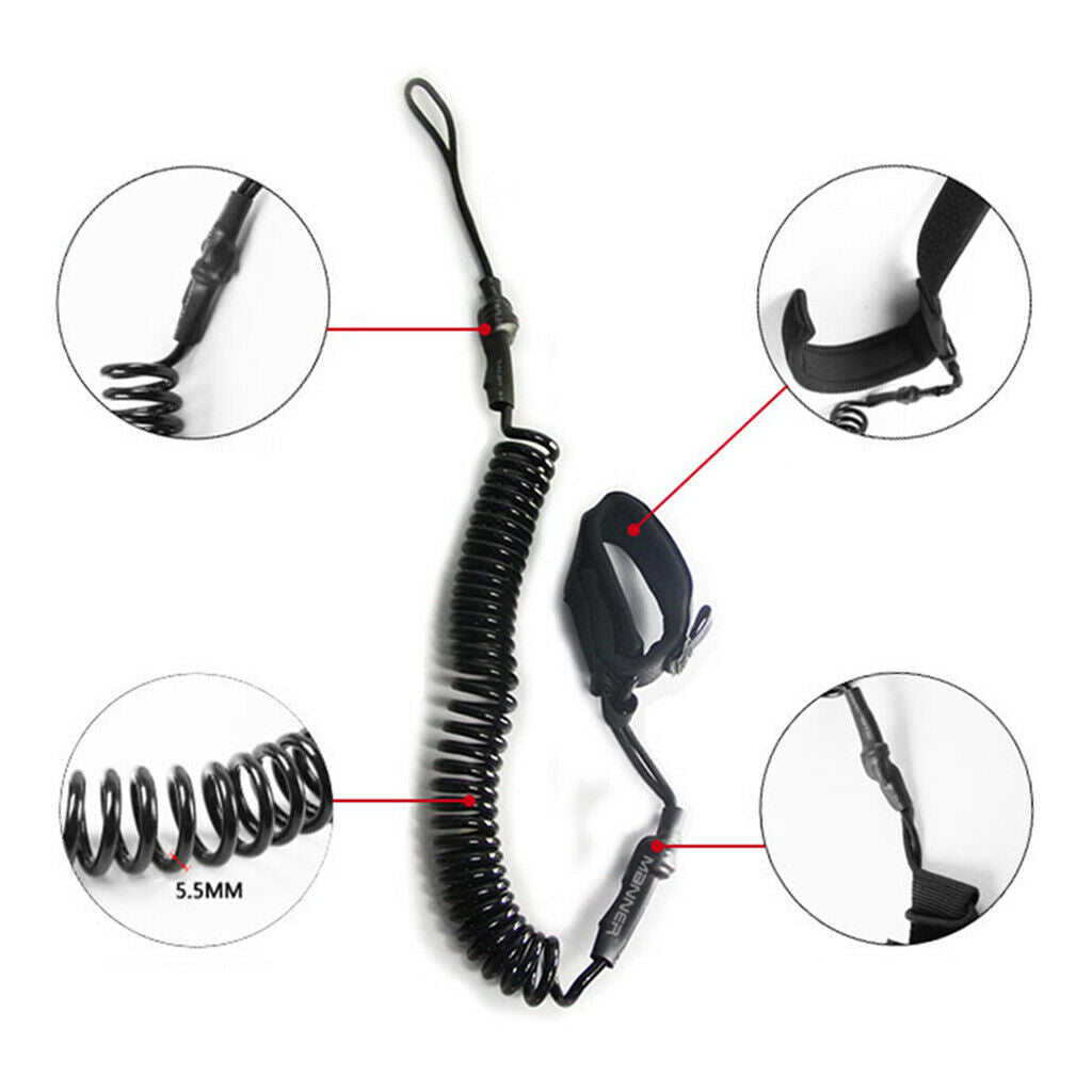 Surfboard Leash 10' Coiled Leg Rope Ankle Strap Leash for Stand UP Paddle Surf