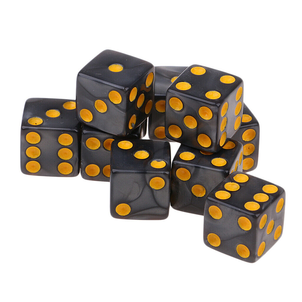 10Pcs Gray Square Six Sided D6 Dice Toys Dotted for MTG TRPG DND Play Gift