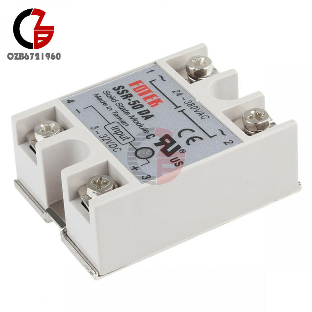 3-32V DC to AC 24-380V 50A 250V SSR-50DA Solid State Relay Module Current 3-25mA
