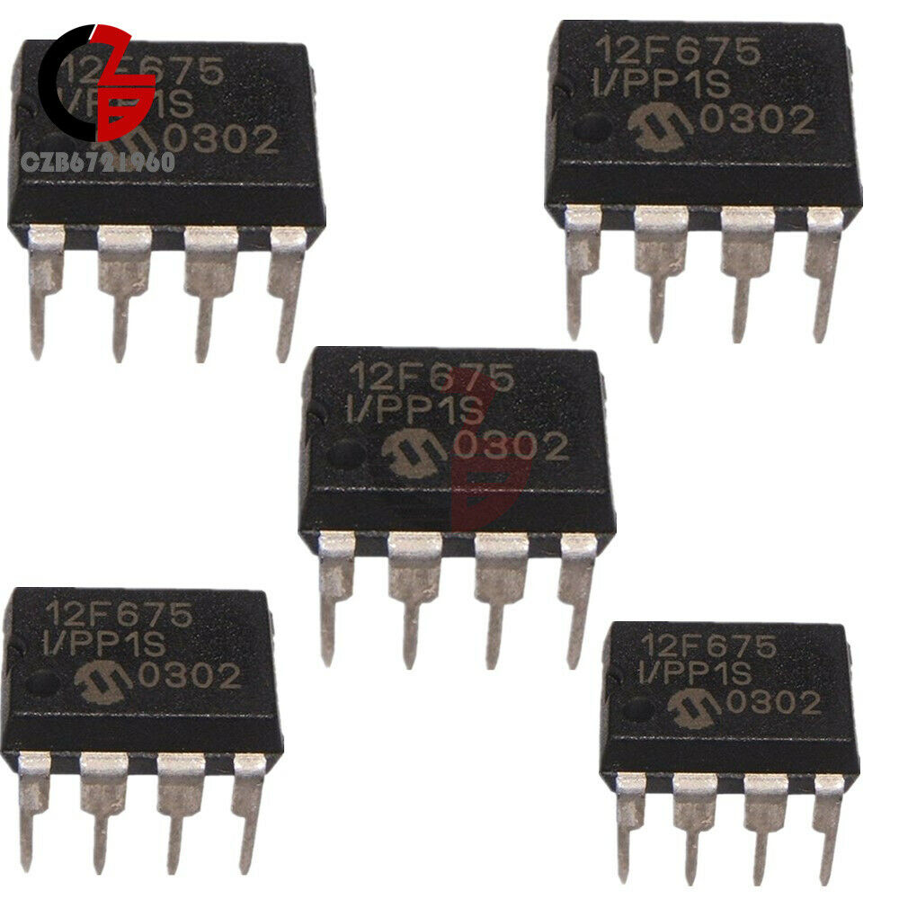 5PCS 8Pin PIC12F675-I/P PIC12F675 12F675 DIP-8 Microcontroller CHIP IC 12F675