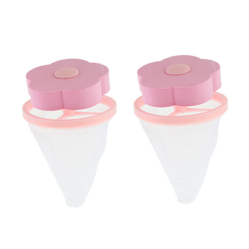 2Pcs Pink Washing Machine Float Filter Filtering Hair Removal Device Cleaning