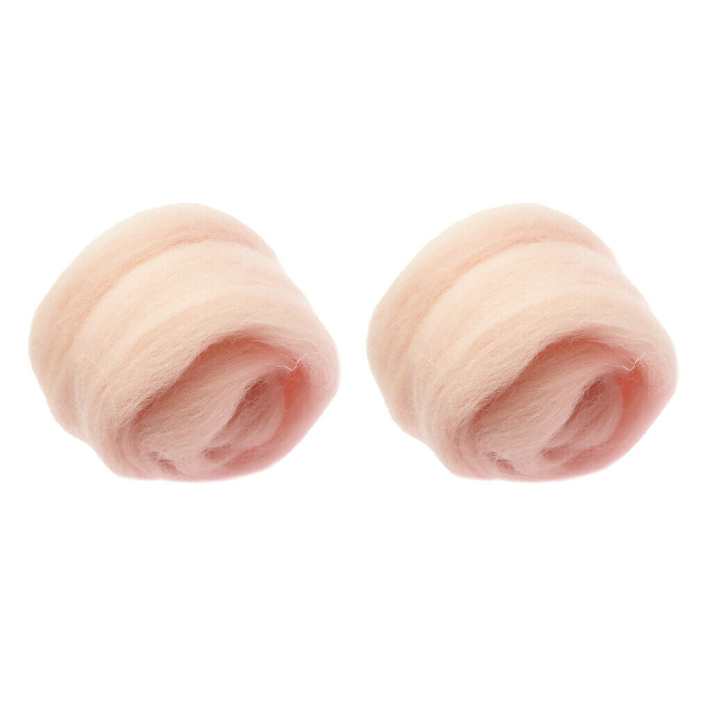2 Packs Handmade Soft Wool Roving for Needle Felting DIY 10g Light Pink