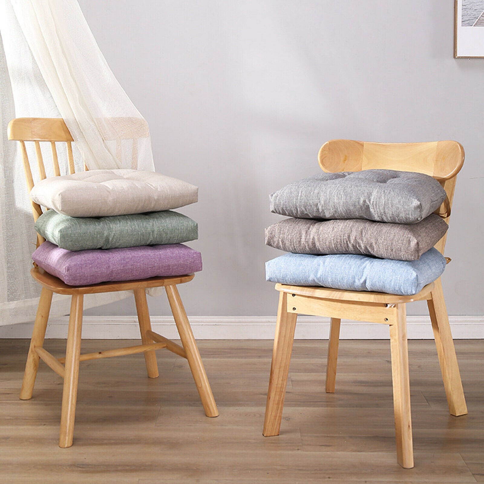 Chair Pad 8 Cloth Buckle with Straps Smooth Zipper Warm for Living Room Grey