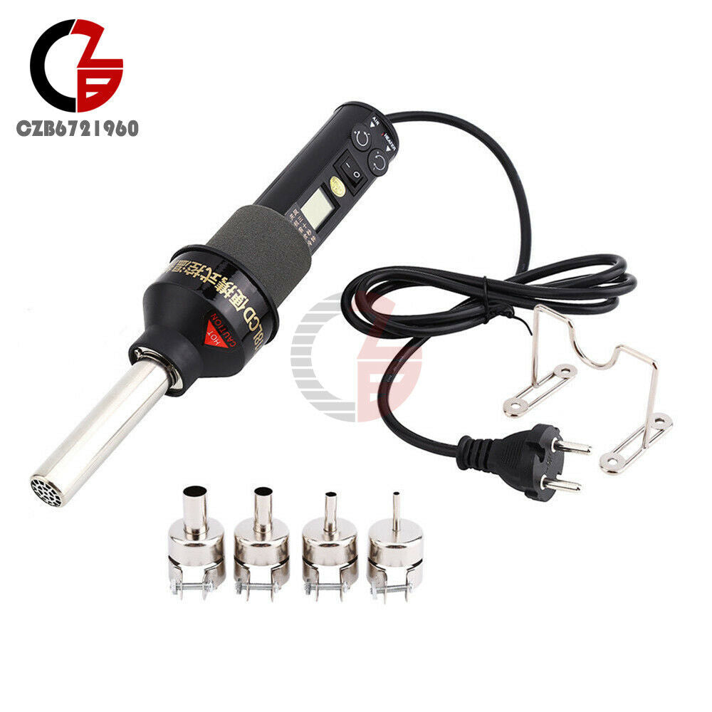 AC 220V 450W 450℃ 8018LCD Soldering Station Heat Hot Air Gun ICs SMD 4 Nozzles