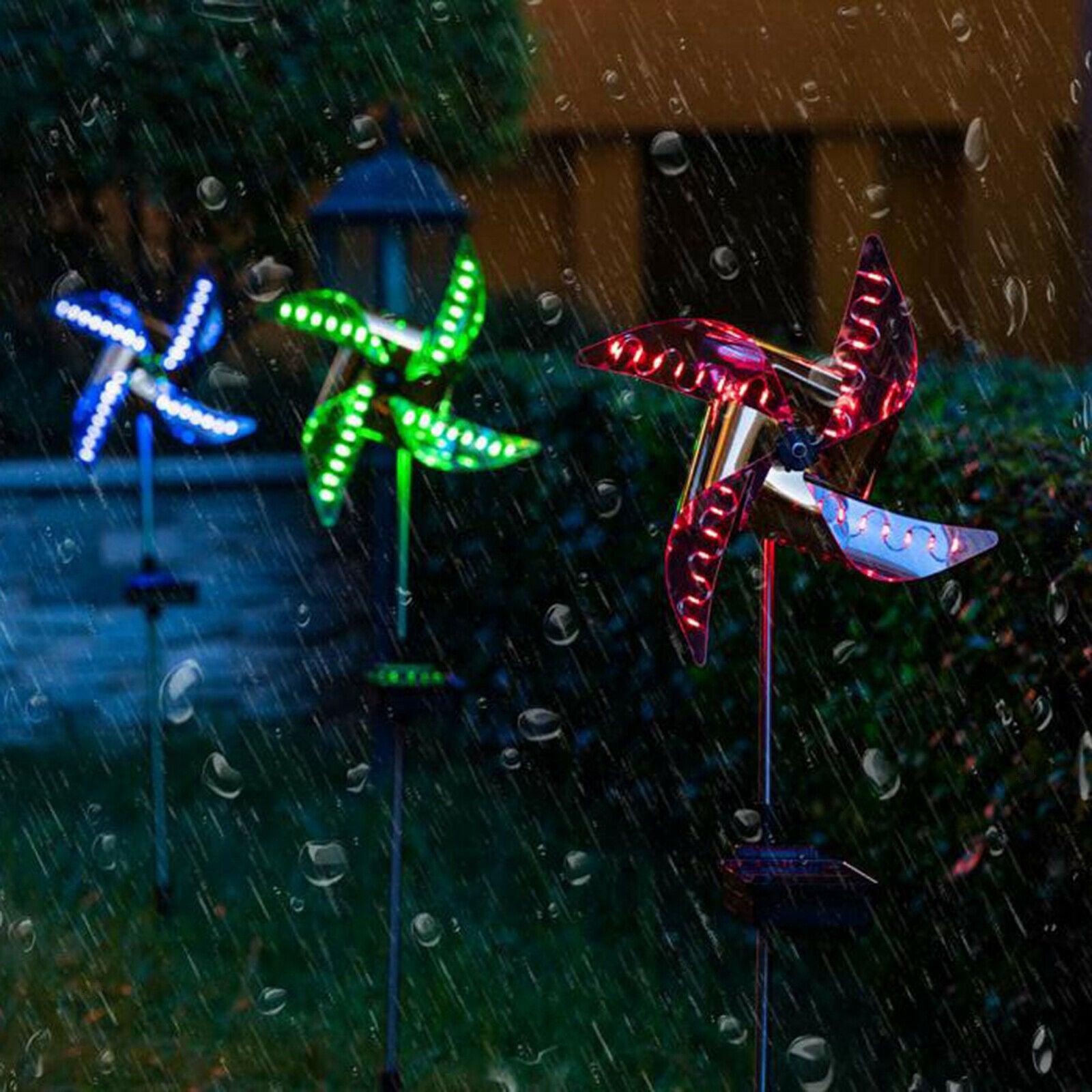 2 Pack 32 LED Windmill Solar Ground Garden Light Path Lighting for Christmas