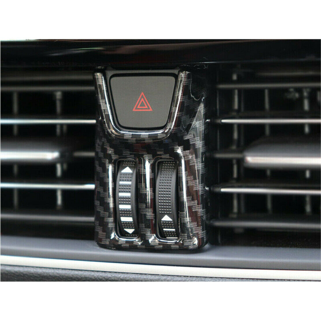 Carbon Fiber Style Warning Light Switch Cover Trim Fit For Ford Focus 2019 20