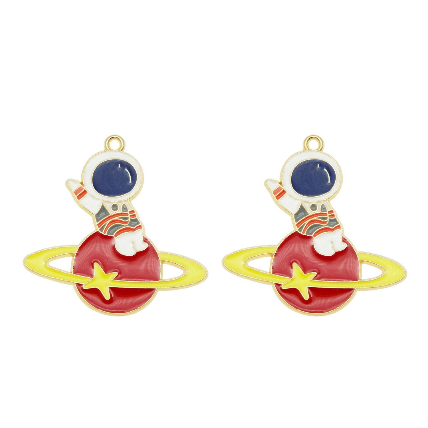 Wholesale 35x34mm Enamel Astronaut Planet Pendant Charm for Necklace Bracelet 8x