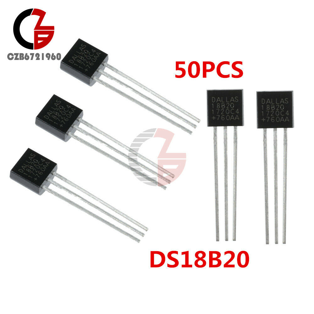 50Pcs Digital DALLAS 18B20 DS18B20 TO-92 Wire Thermometer Temperature IC Sensor