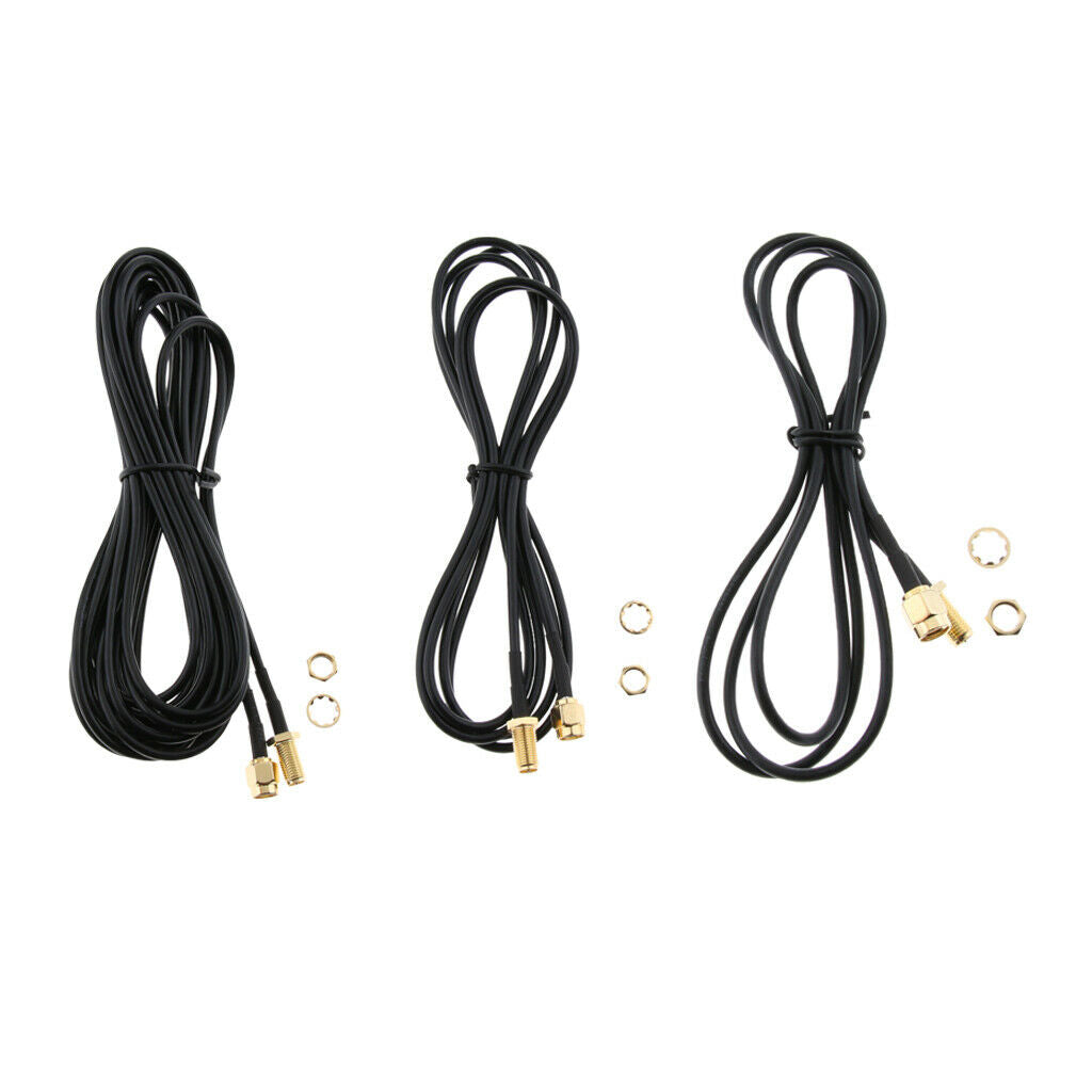 3Pack RP SMA Male To Female Extension Coaxial Cable For WiFi Router Antenna