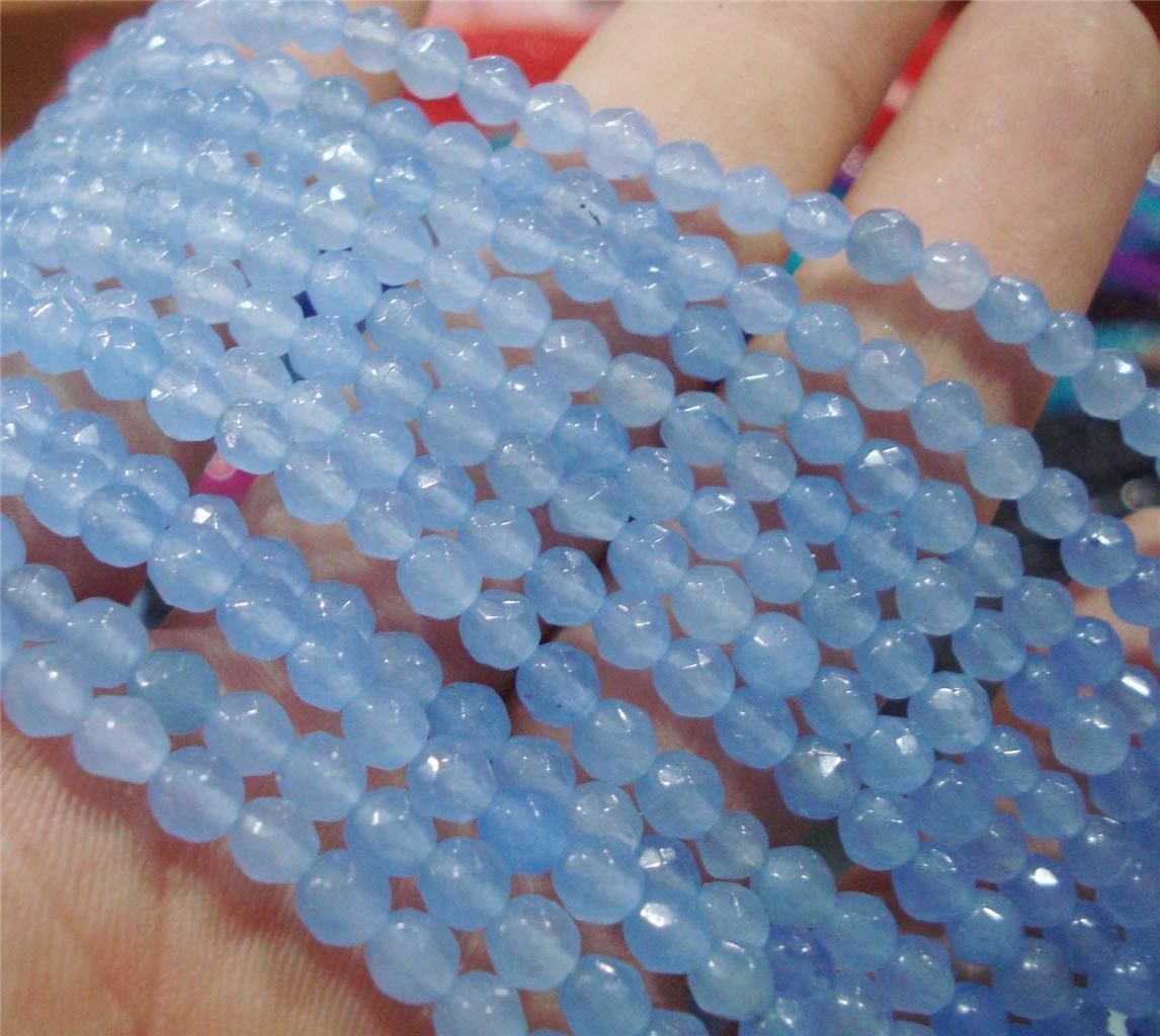 Hot New 4mm Faceted Brazilian Aquamarine Gem Loose Beads 15"AAA