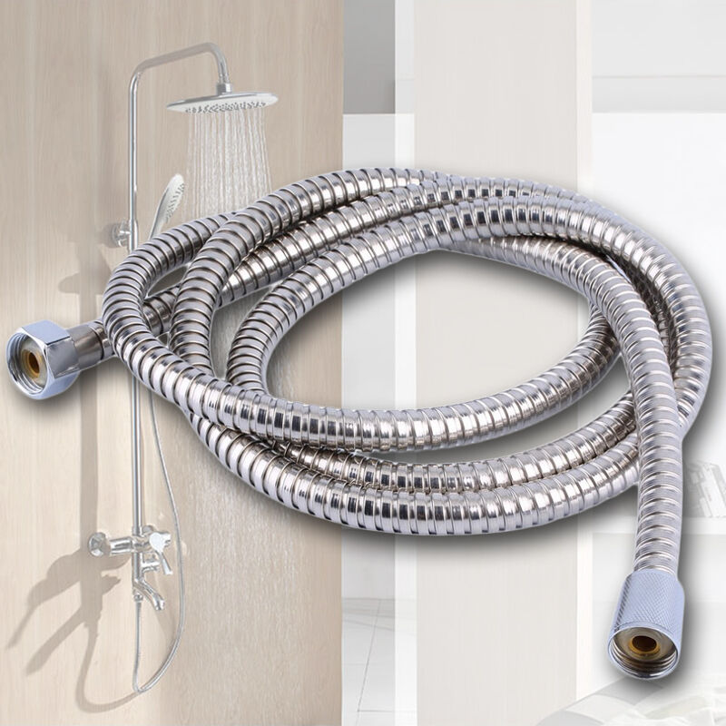 2m Long Stainless Steel Shower Head Hose Handheld For Bathroom Flexible Tube