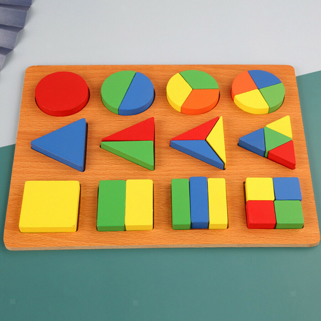 Wood Geometry Shape Matching Block Puzzle Board Stacking Color Recognition