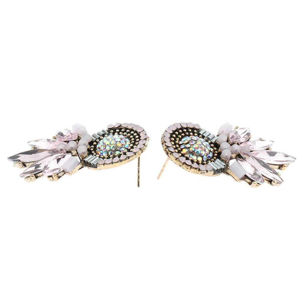 Boho Rhinestone Tassel Earrings Crystal Dangle Earrings Women Jewelry Pink