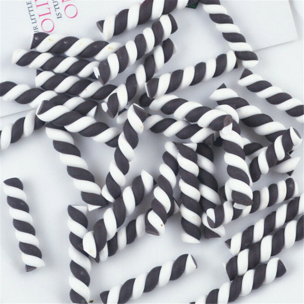 Lot of (x20) Polymer Clay Cabochons Twisted Marshmallow Candy Craft Decors Mixed