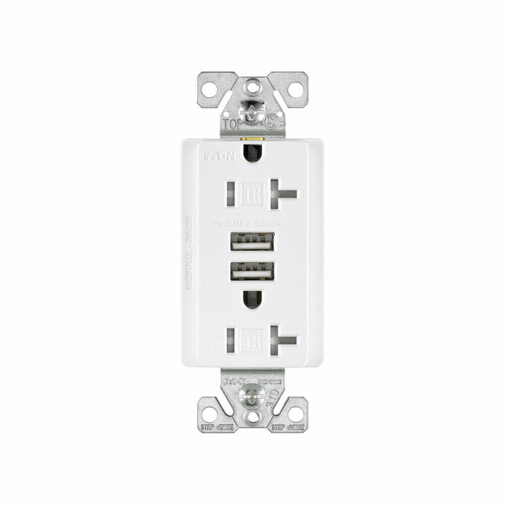 1pcs - EATON TR7756W 20A 125V NEMA 5-20R USB 3.1A 5V charger with receptacle