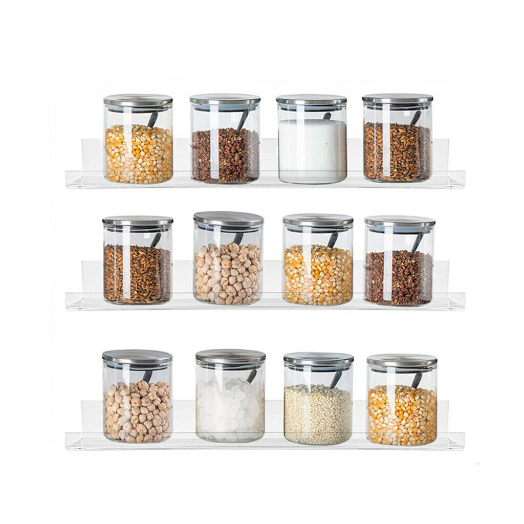 Acrylic Wall Mounted Ingredient Jars Rack Holder for Kitchen Pantry Clear