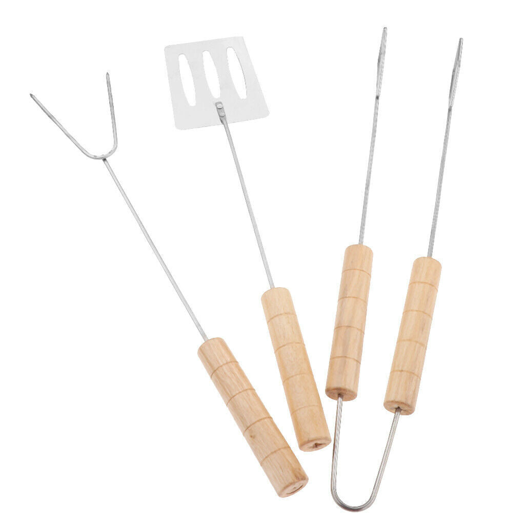 Outdoor Camping BBQ Fork Shovel Food Clamp Clip Cooking Utensils