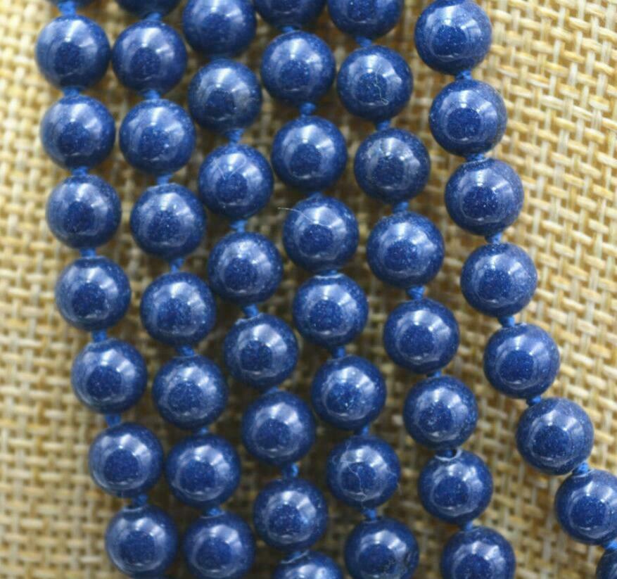 Charming 6 Rows 6mm Blue Lapis Lazuli Round Beads Necklace 17-24"