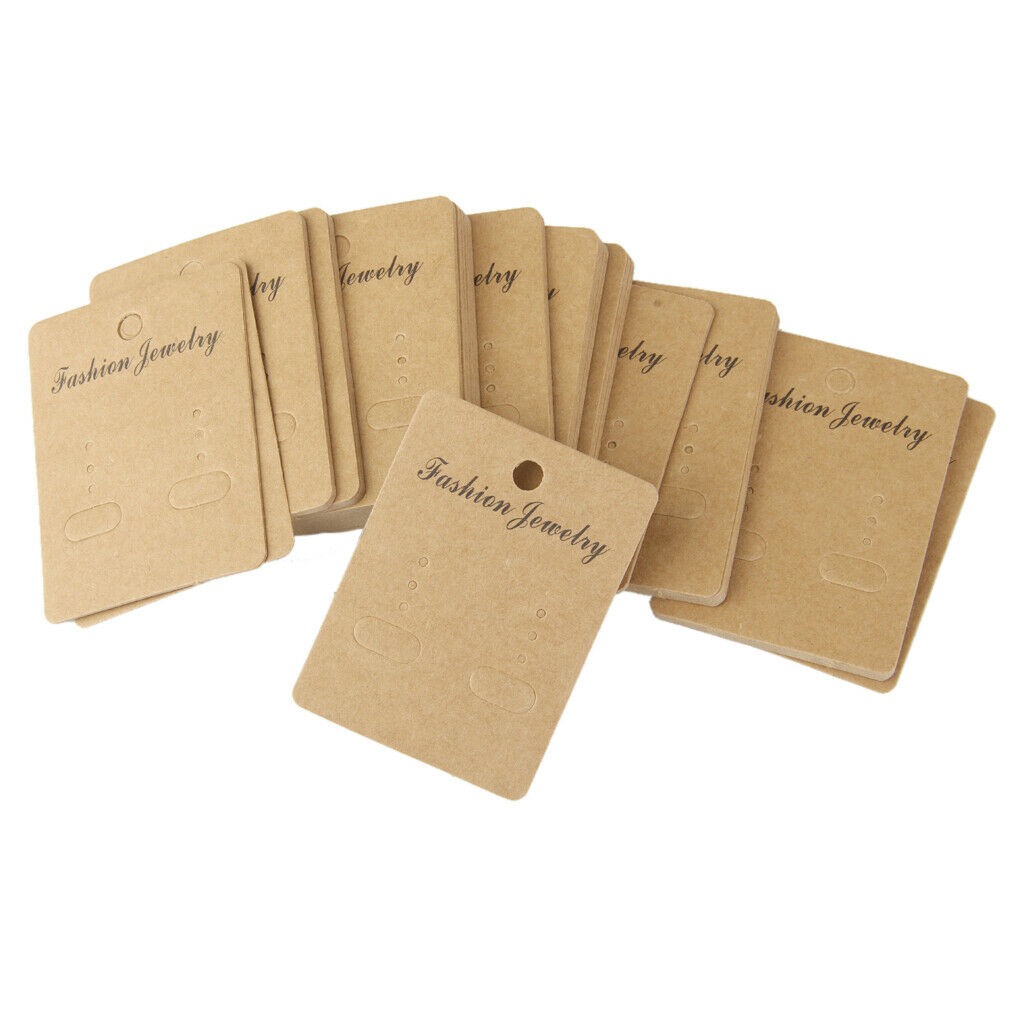 100PCS Earring Display Cards Brown Paper Earrings Tags Earring  Card