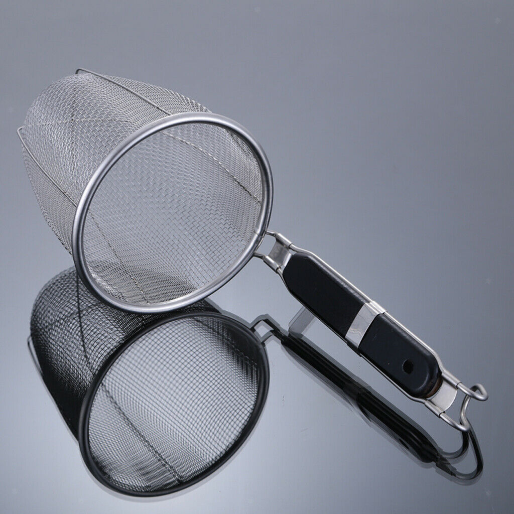 Stainless steel pasta strainer filter spoon wire skimmer spiral 13.5 cm