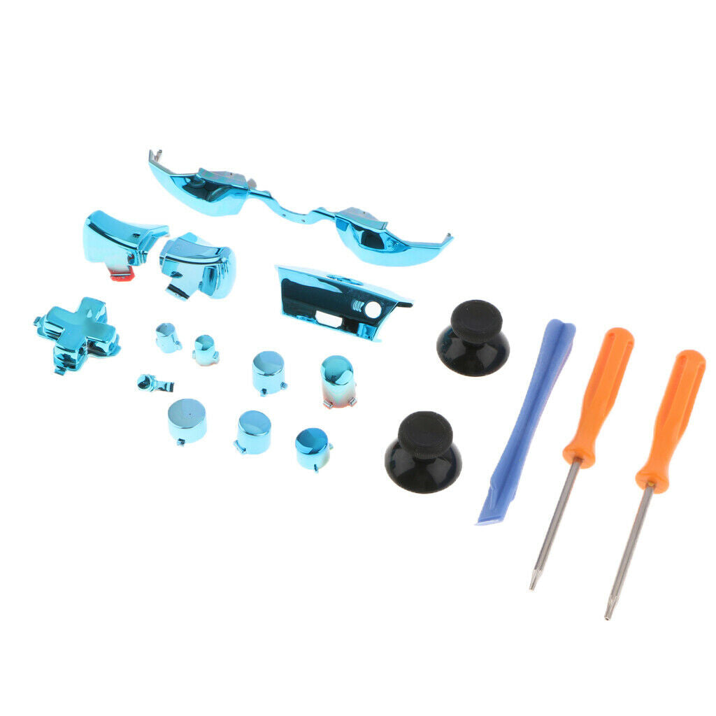 Chrome Blue ABXY Dpad Triggers Full Buttons Set Bumper Kits for Xbox One Elite