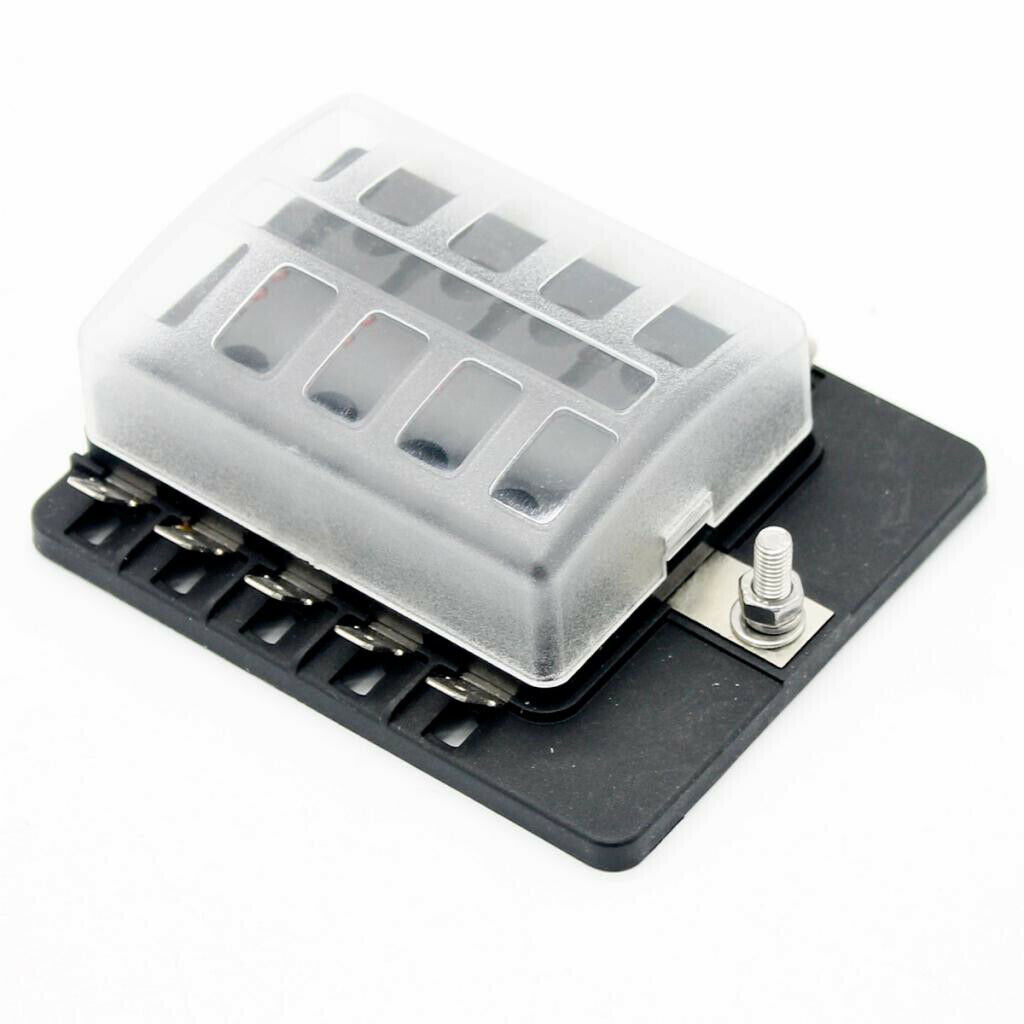 32V 10 Way Blade Fuse Box Holder LED Warning Light for RV Boat Marine Truck