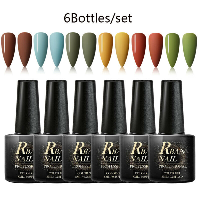 6pcs/set RBAN NAIL UV Gel Set Soak Off Nail Art Polish Manicure Women Gifts DIY