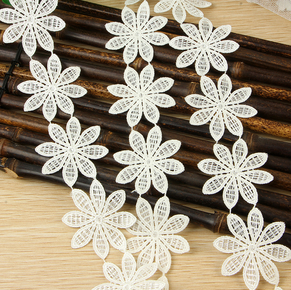 5 Yards Cotton Crochet Flowers Lace Trim Wedding dress Ribbon Sewing Crafts