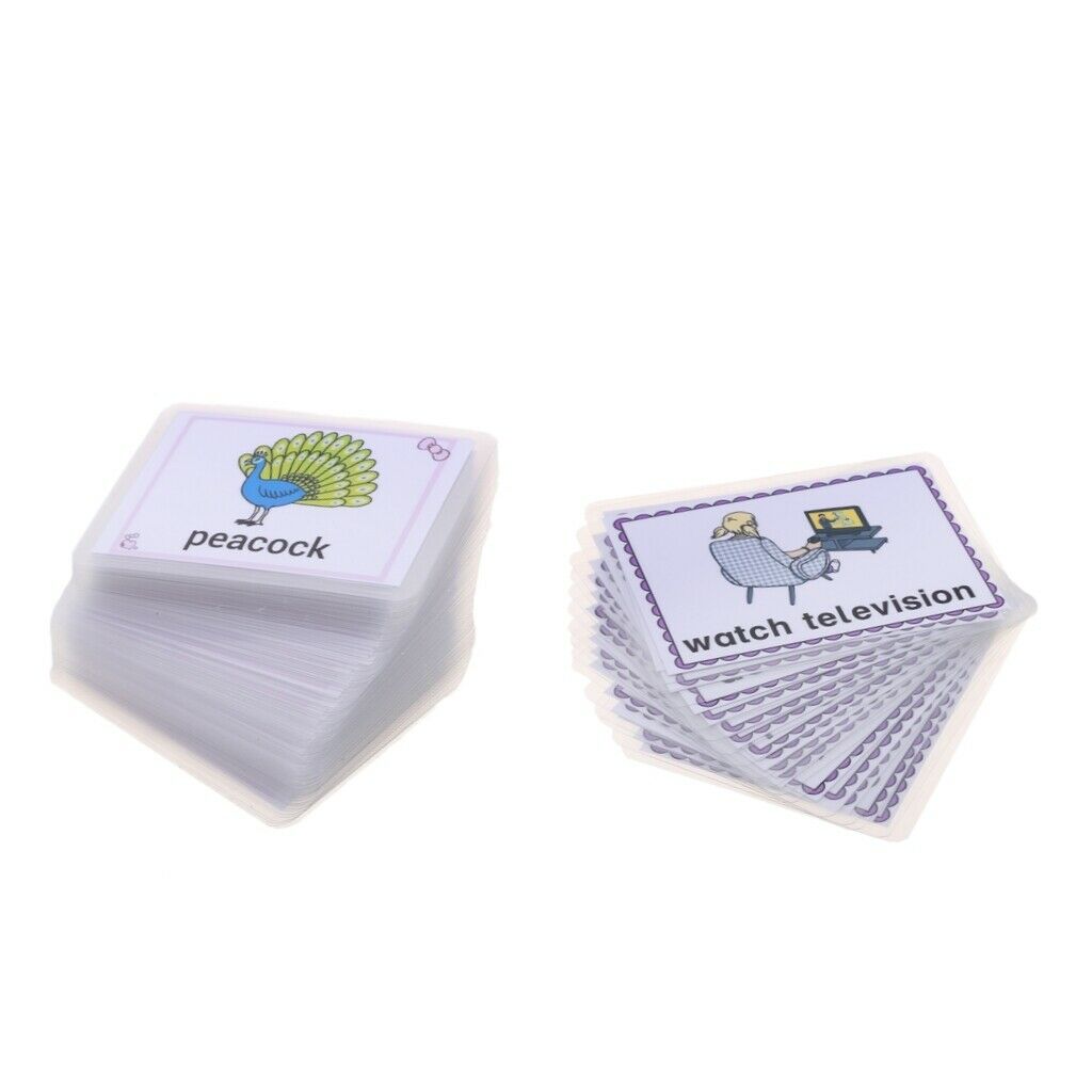 96Pieces Kids Baby Preschool Picture Word Flash Card, Daily Behavior & Animals