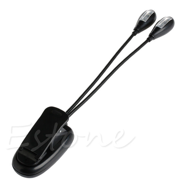 2 Dual Flexible Arms 4 LED Clip-on Light Lamp for Piano Music Stand Book