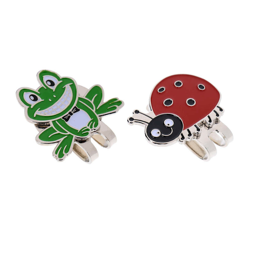 2pcs Alloy Golf Ball Marker Magnetic Hat Clip Frog and Lady Bug Club Awards