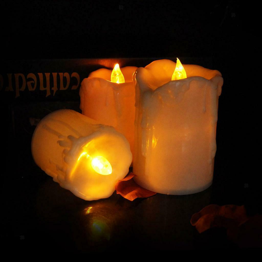 Set of 3PCS Battery Powered LED Candles Decorative Tea Light Romantic Decor