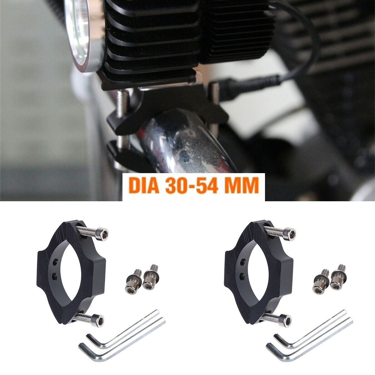 Adjustable Fork Clamp Motorcycle Light Bracket Holder For 30-54mm Tube Fork
