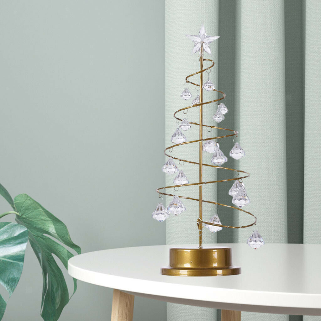Christmas Tree Lamp Crystal White Night Light for Desk Decor Home Indoor