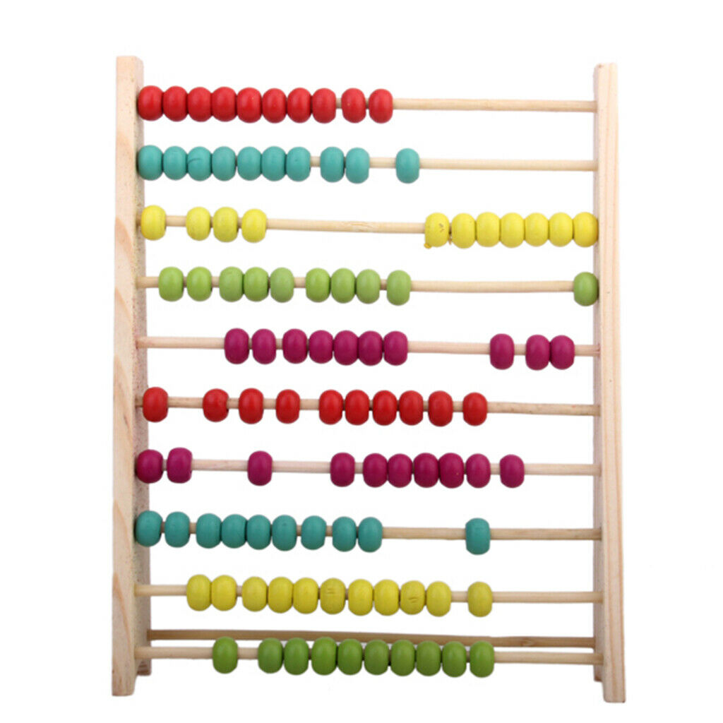 Wooden Abacus 100 Beads Counting Number Preschool Kids Math Learning Aid