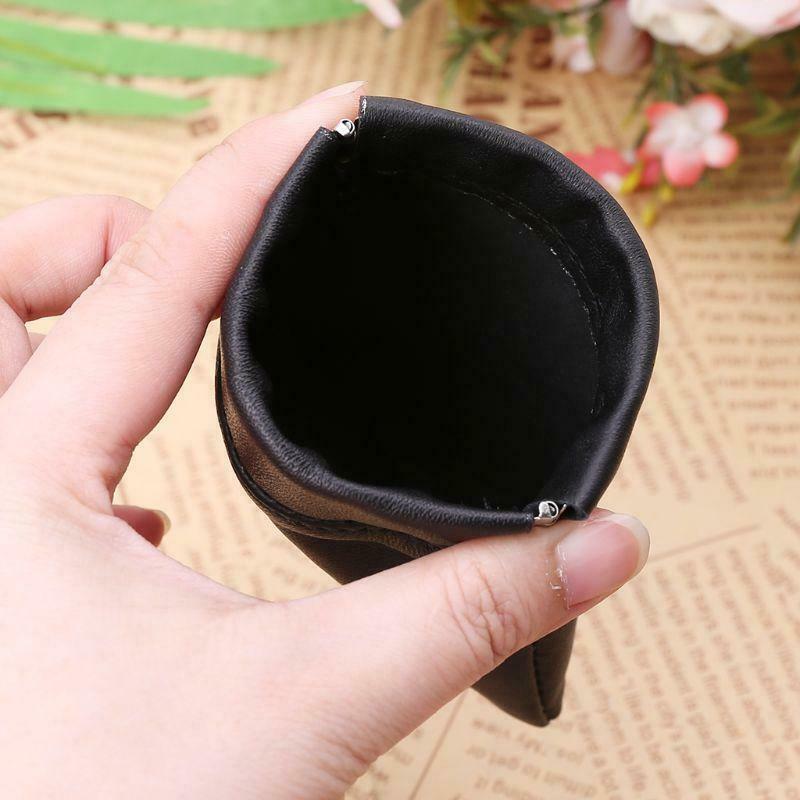 Men Ladies Leather Coin Pouch Snap Top Purse Strong Metal Spring Closure