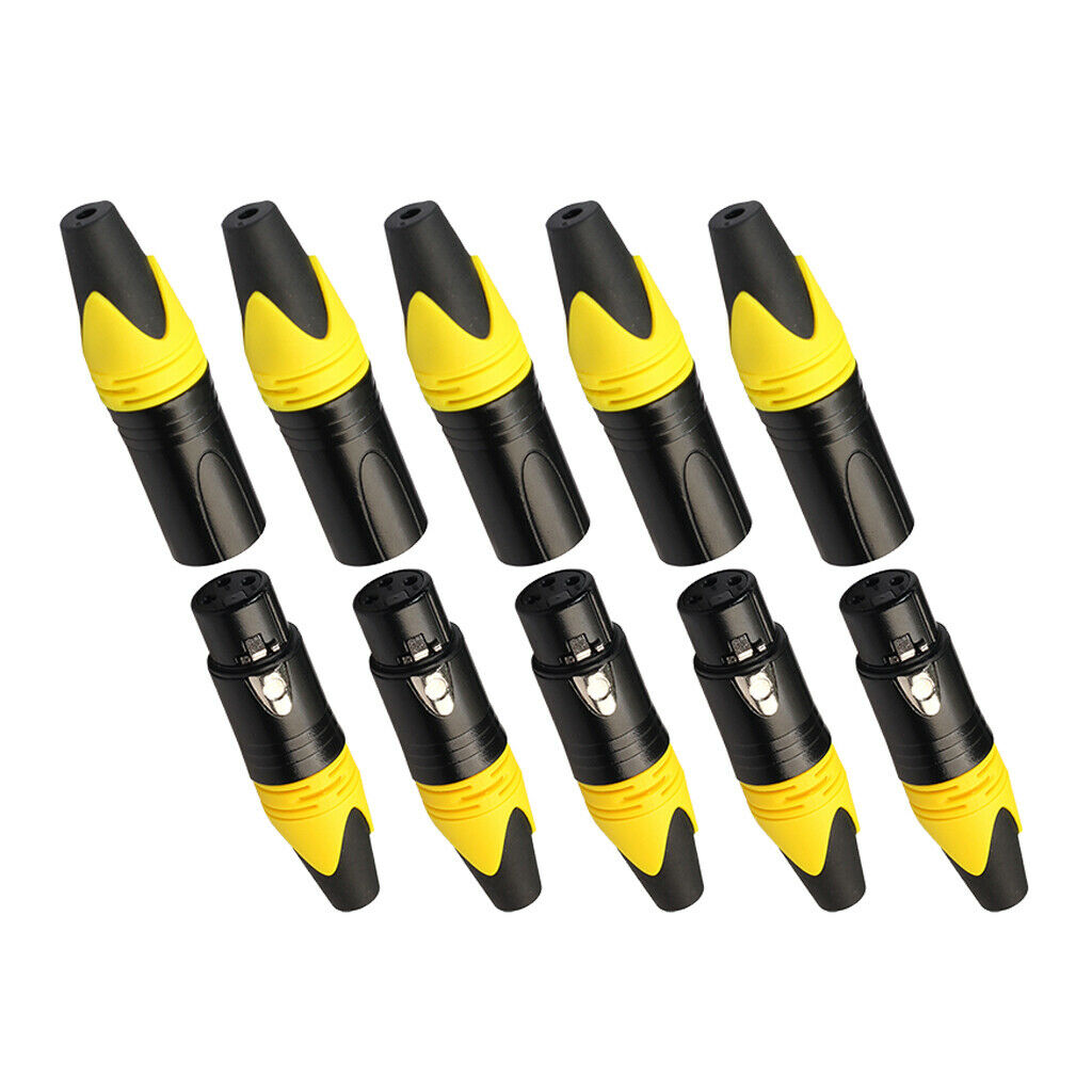 3 XLR Connector Male and Female Microphone Mic Audio Cable Adapter Yellow
