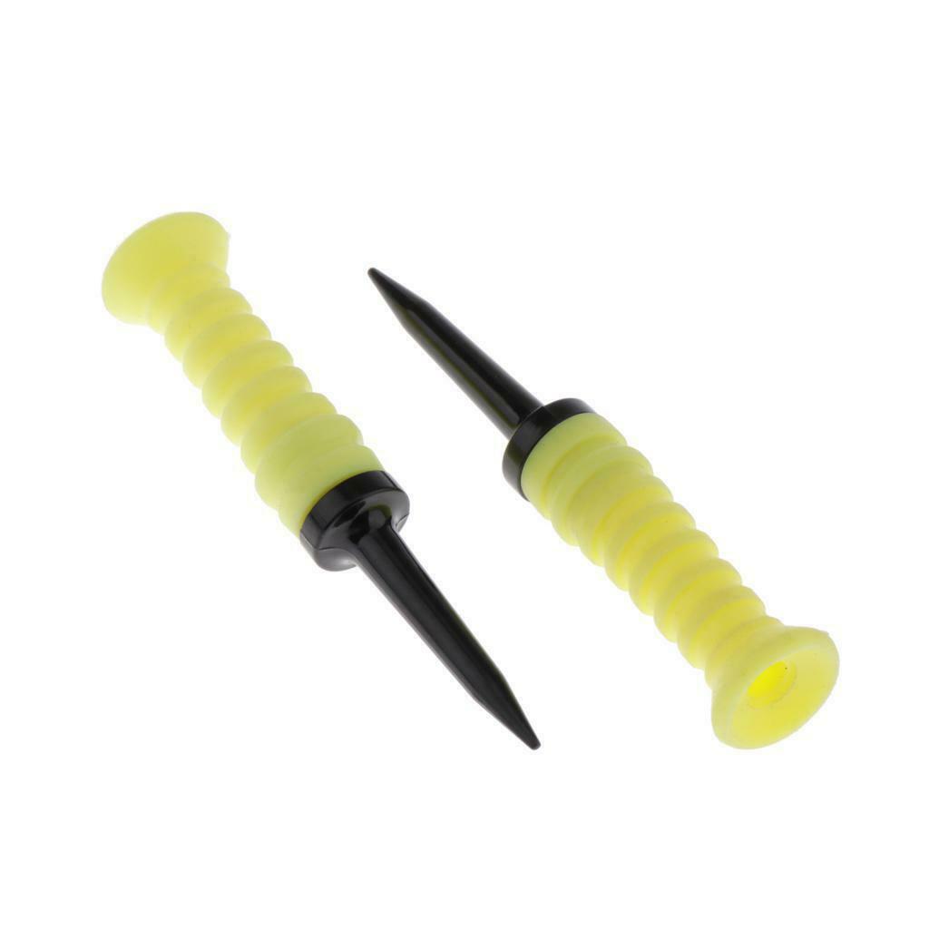 2 Pack Soft Plastic Golf Ball Tees Limit Resistance Elastic Ball Nail Yellow