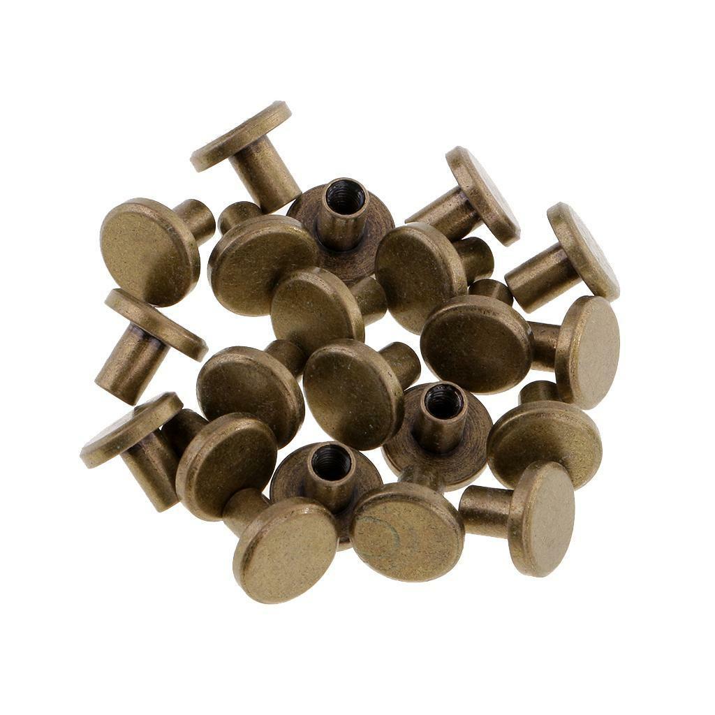40 Sets 8mm Leather Craft Belt Wallet Solid Brass Nail Rivets   Screw