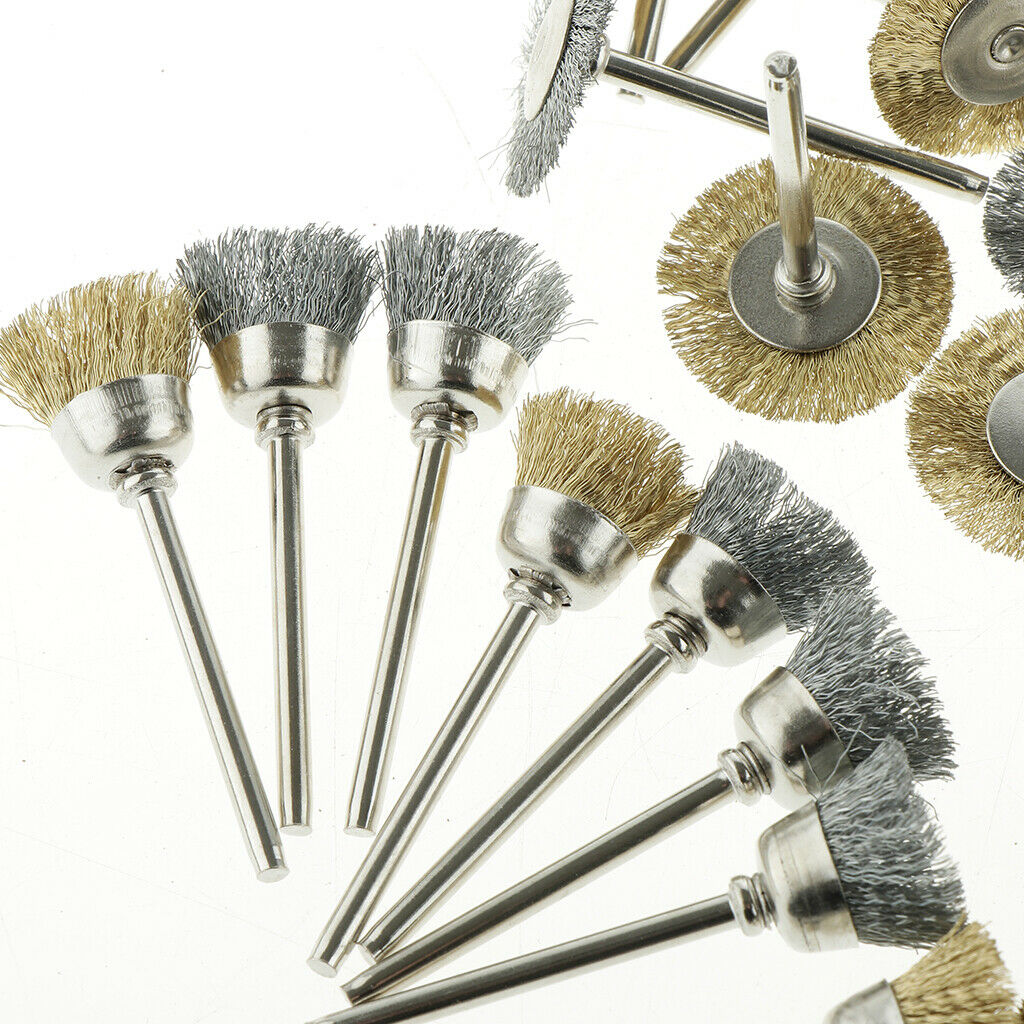 36Pcs Steel Wire Wheels Pen Brushes Set Kit Accessories for Rotary Tool