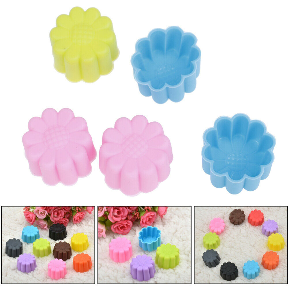 Silicone Sun Flower Muffin Cookie Cup Cake Egg Tart Mold Chocolate Pudding In.DD