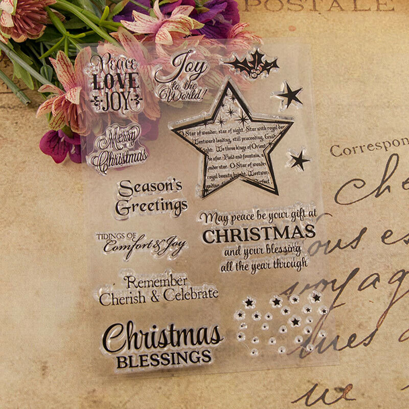 Merry Christmas Greeting Blessings Stamp clear Silicone Craft for Scrapbo.l8