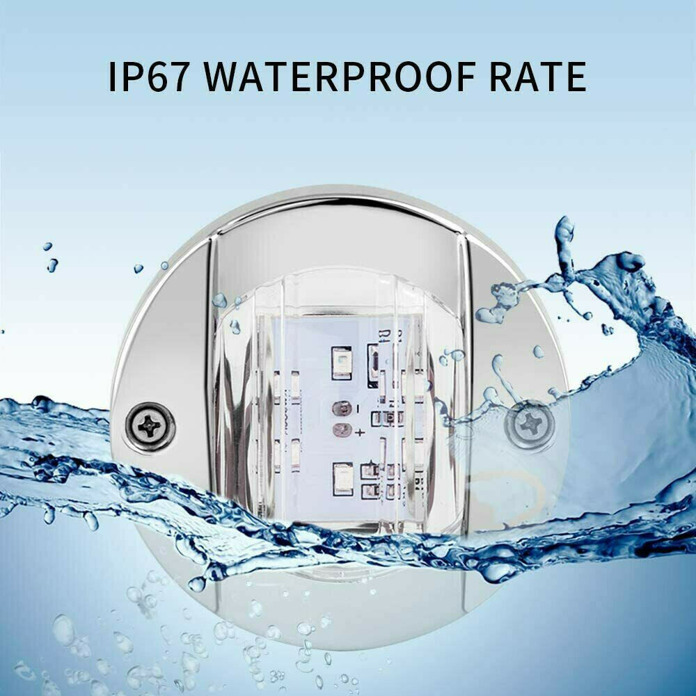 4x 6-LEDs Round Marine Boat LED Stern Light Cabin Deck Courtesy Lamp Waterproof