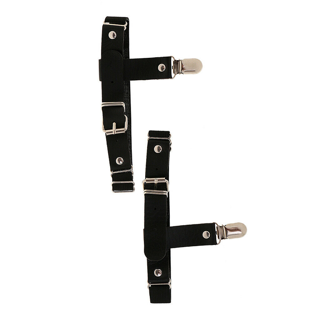 1 Pair Black Punk PU Leather Adjustable Strap Clips Garter Leg Garter Belt