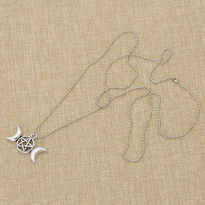 1Pc Moon Star Goddess Pendant Necklace Sweater Beads Chain Charm Jewelry Decor