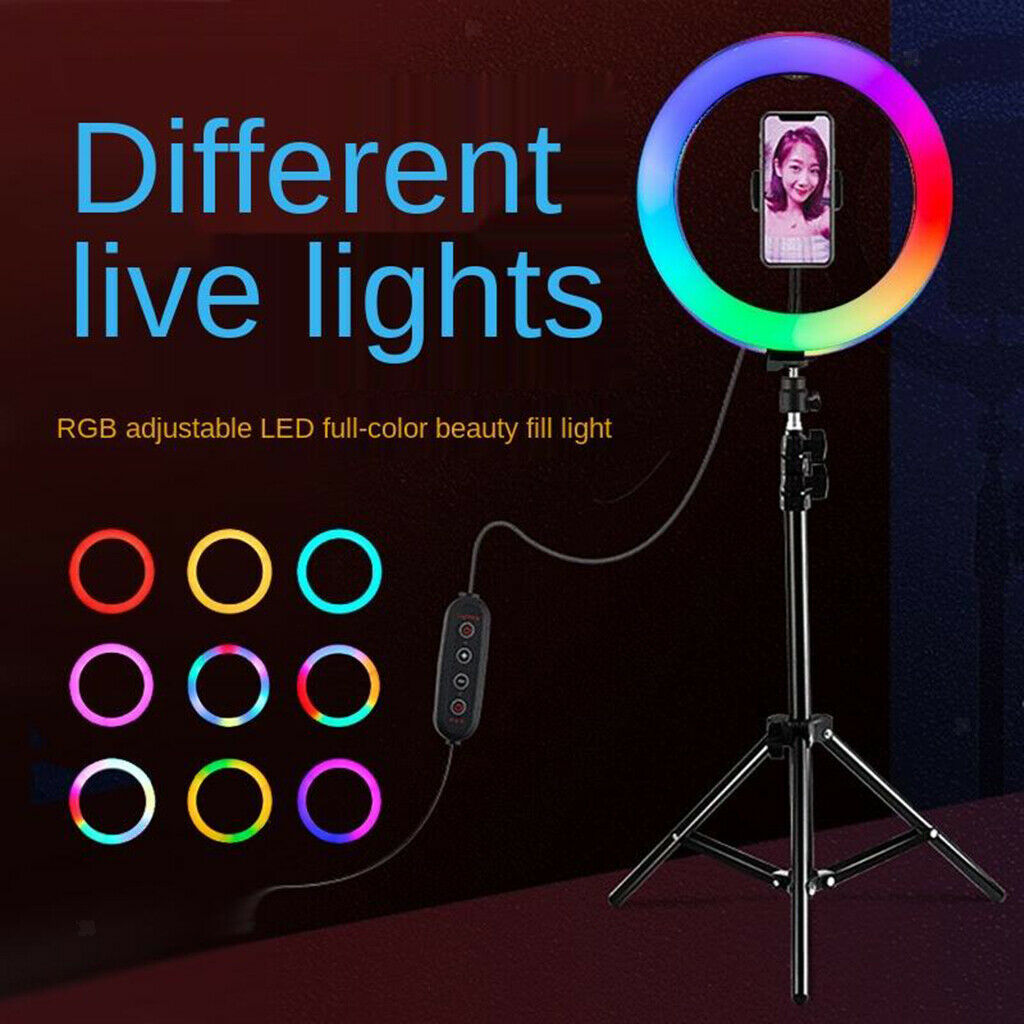 10" LED  Light with Remote Selfie Stick Tripod Stand Phone Clamp for Makeup